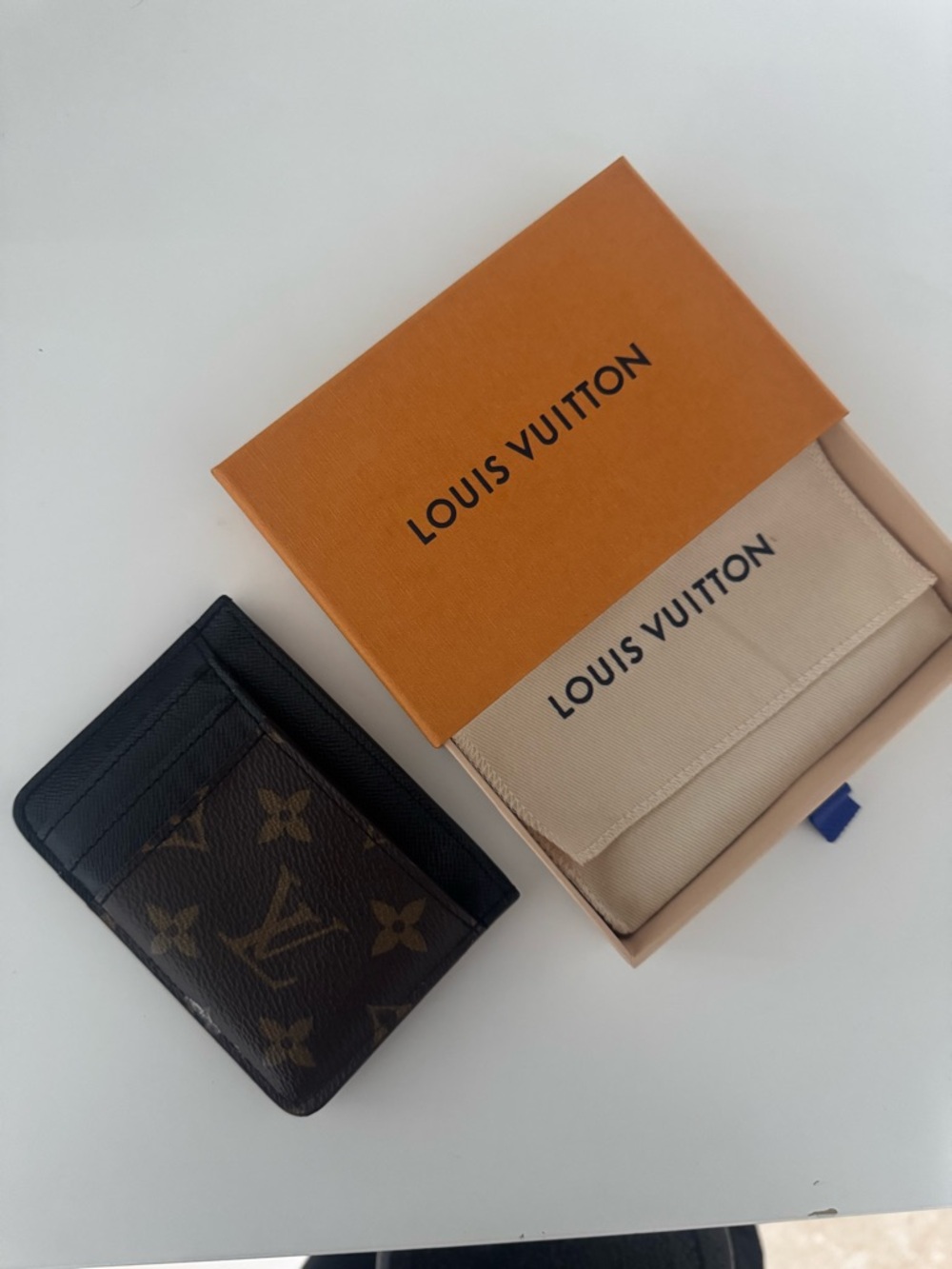 Louis Vuitton Monogram Card Holder with Black Trim
